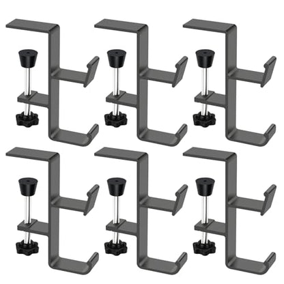 Desk Hook 6PCS, 2 in 1 Heavy Duty Purse Holder for Table, Bag Hook, No Drill Adjustable Headphone Backpack Hanger for Table & Desk