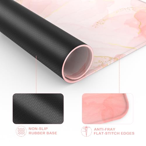 eulps Mouse Pad with Stitched Edge, Multiple Patterns Computer Mouse Pads with Non-Slip Rubber Base, Washable Cloth Mousepad, for Gaming, Laptop, PC (Blush Gold) - color: 30Blush Gold
