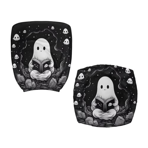 Cute Ghost Office Chair Covers 2 Piece Stretchable Computer Chair Seat Cover Dorm Computer Rotating Chair Slipcover Washable Seat and Back Cover Chair Padded Cover Black - color: Cute Ghost