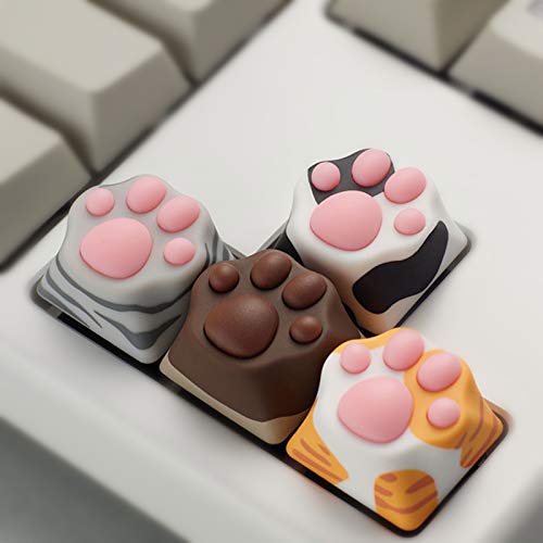 SYA ZOMOPLUS Cute Keycaps,Novelty Cat-Claws Keycap 3D Model OEM Profile Keyboard Keycaps Squishy-Paws Custom Key Caps for Cherry MX Switches Mechanical Gaming Keyboard Catpaw ESC-Key Keycap(4 Pack) - color: 4 Pack