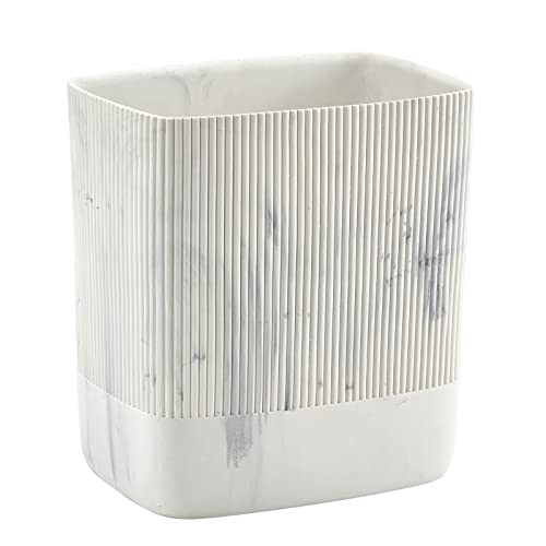 Polytree Bathroom Trash Can 1.8 Gallon(7 Liter) Small Kitchen Garbage Can,Decor Wastebasket for Bedroom Office,Resin Marble White - color: A-White