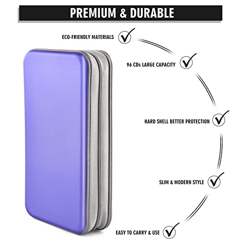 DVD Case, Bivisen CD Case Holder Wallet Binder 96 Capacity CD/DVD Cases Storage Holder Binder Organizer Wallet Book for Car Home Travel (Light Purple) - color: Light Purple
