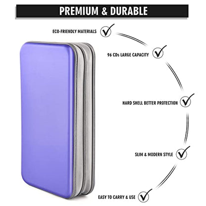 DVD Case, Bivisen CD Case Holder Wallet Binder 96 Capacity CD/DVD Cases Storage Holder Binder Organizer Wallet Book for Car Home Travel (Light Purple) - color: Light Purple