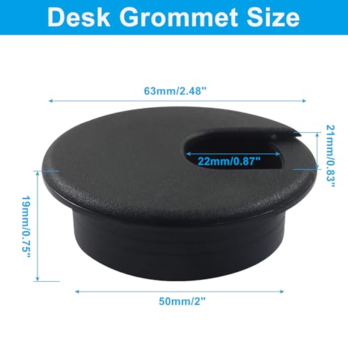 Piutouyar 4 Pcs 2 Inch Black Desk Grommet, Plastic Cable Hole Cover Desk Wire Cord Organizer for Office Equipment, Computer Table - color: Black, size: 2 Inch