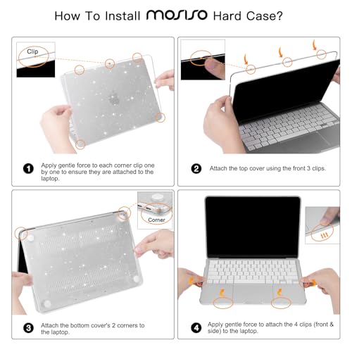 MOSISO Sparkly Glitter Case Compatible with MacBook Neo Case 13 inch 2026 Release Model A3404 with A18 Pro Chip, Crack-Resistant Protective Hard Shell Case&Keyboard Cover&ScreenFilm&Pouch, Black - color: Black