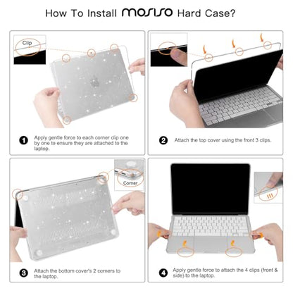 MOSISO Sparkly Glitter Case Compatible with MacBook Neo Case 13 inch 2026 Release Model A3404 with A18 Pro Chip, Crack-Resistant Protective Hard Shell Case&Keyboard Cover&ScreenFilm&Pouch, Bright Rose - color: Bright Rose