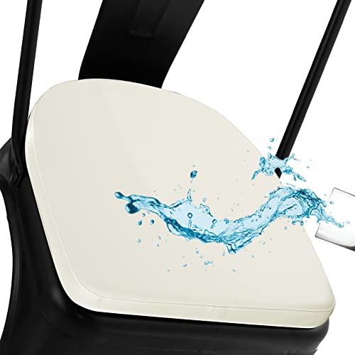BUYUE 14" Metal Chair Cushion with Magnetic 1 Piece, Luxury PU Leather Waterproof Anti-Slip Seat Pad for Kitchen Cafe Dining Bistro Stackable Chairs (U-Shape, Off-White, 1) - color: Off-white, style: U-shape-1 Pcs