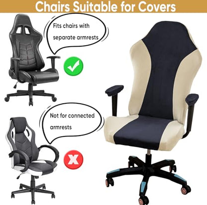 Lavish Cover Velvet Stretchable Gaming Chair Cover, Washable, Anti-Scratch Slipcover with Armrest Protection, Cat Scratch Proof for Office and Computer Chairs(No Chair, NavyBlue) - color: Navyblue