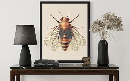 Cicada Wall Art Print Poster, Insect Posters Prints Enntomological Painting Artwork 221 (Cicada, 18 x 24 inches, Unframed) - color: Cicada, size: 24"L x 18"W
