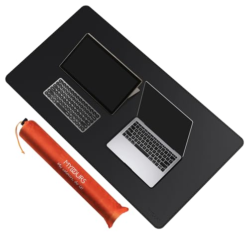 Mydours 43" x 24" Extra Large Desk Pad XXL, Desk Protector Mat with PU Leather, Large Desk Blotter Mat for Office, Home & Writing, Full Desk Pad for Keyboard and Mouse (Black) - color: Black, size: 43.3" x 23.6"