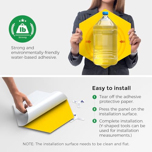 Self-Adhesive Acoustic Panels [390 lbs/yd³ Ultra-High Density], 2nd Generation Sound Absorbing Panel, Professional Level Sound Panel, Polyester Soundproof Foam [Medium Hexagon, Yellow] - color: Yellow, size: Medium Hexagon (12''x10''x0.4'')