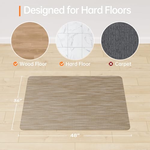 Office Chair Mat, 36" x 48" Computer Chair Mat for Hardwood Floor, Non-Curve Anti Slip Hard Floor Protector for Rolling Chair, PVC Mat Desk Rug for Home Office - color: Dark Brown, size: 36" x 48" Rectangular