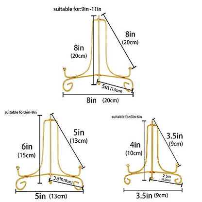 LIONWEI LIONWELI 6 Pack Iron Display Stand,Gold Iron Easel Plate Holder Stand for Displaying Pictures, Plates, Books and Arts (4, 6, 8 inch) - color: Gold