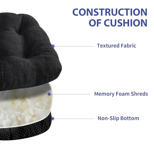 IPYNBAP Chair Cushions for Dining Chairs Set of 4, Kitchen Chair Cushions, Chair Pads with Ties and Non Slip Backing, Tufted Memory Foam Seat Cushion 4 Pack, 18" x 18" x 4", Black - color: Black, size: 18" x 18" x 4"