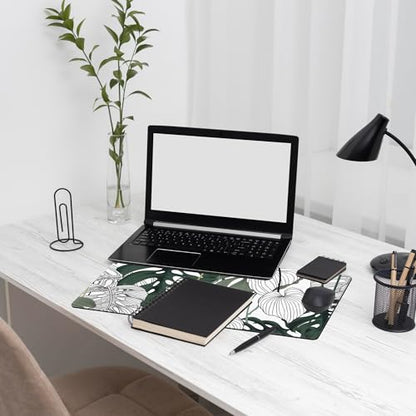 Tropical Leaf Desk Mat Large Mouse Pad Gaming Mousepad 31.5 x 15.8 in | Desk Pad for Keyboard and Mouse, Large Non-Slip Rubber Base Mousepad Desk Mat with Stitched Edges for Gaming Office - color: Tropical Leaf