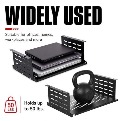 Under Desk Computer Mount for Small Form Factor Sff Computers and Pcs, Using Space 16.7" x H 6" x D 12" Mount Shelf Organizer for Office Home Workstation Gaming Stand up Desk - size: 6 inch High