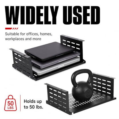 Under Desk Computer Mount for Small Form Factor Sff Computers and Pcs, Using Space 16.7" x H 6" x D 12" Mount Shelf Organizer for Office Home Workstation Gaming Stand up Desk - size: 6 inch High