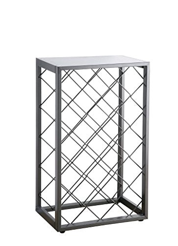 Mango Steam 23 Bottle Gray Wine Rack with Glass Top Shelf, Free Standing for Home, Kitchen and Bar - color: Pewter, size: 23 Bottle