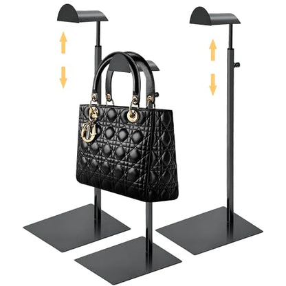 Royxen 3 Pack Purse Holder, Purse Display Stand with Adjustable Height, Bag Stands for Display, Stainless Steel Purse Rack for Bags Organizer (Black) - color: Black