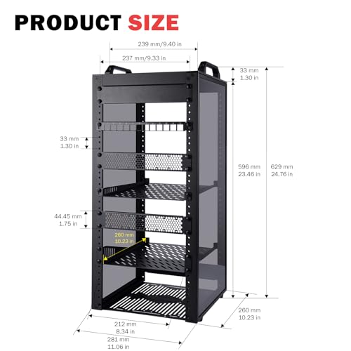 GeeekPi 12U Network Rack, 10 inch Mini Server Rack for Network, Servers, Audio, and Video Equipment, DeskPi RackMate T2 Rackmount, 10.23 inch Depth - color: Black