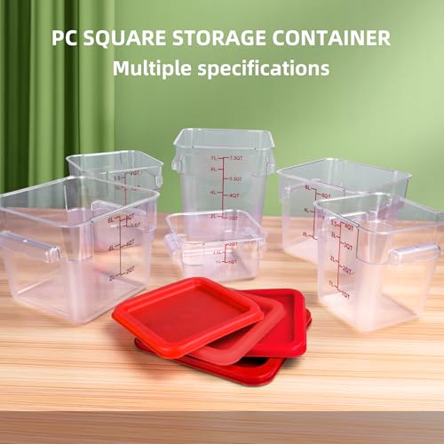 2 Pack RED Square Food Storage Container With Lid,Commercial Storage Box With Scale & Handle,Cake Making,Dough Marinating Meat,Kitchen Supplies (2 Quart) - size: 2 Quart-RED LID & MEASURING LINE