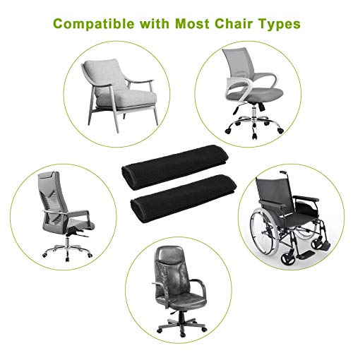 AHIER Wheelchair Armrest Pads, 2PCS Sheepskin Fleece Wheelchair Armrest Covers, Non Slip Arm Rest Cover Cushion pad for Wheelchairs - color: Black