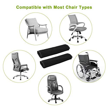 AHIER Wheelchair Armrest Pads, 2PCS Sheepskin Fleece Wheelchair Armrest Covers, Non Slip Arm Rest Cover Cushion pad for Wheelchairs - color: Black