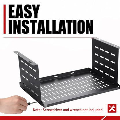 Under Desk Computer Mount for Small Form Factor Sff Computers and Pcs, Using Space 16.7" x H 8" x D 12" Mount Shelf Organizer for Office Home Workstation Gaming Stand up Desk - size: 8 inch High