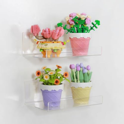 TONICE 2 Pack Acrylic Shelves for Wall 6in Floating Shelf Wall Mounted Set for Room, Bedroom, Bathroom, Kitchen, Living Room, Office Book Shelf Storage Decor