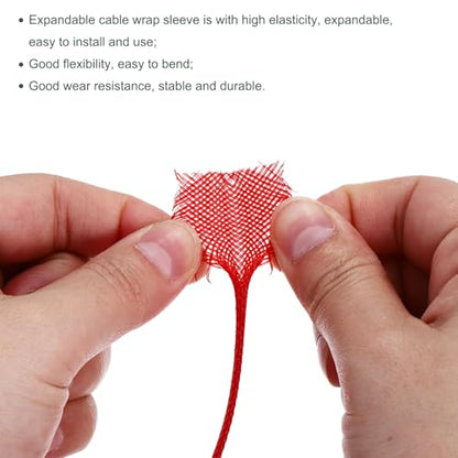 uxcell Expandable Sleeving, 1/4-inch 100ft Cable Sleeve, Red - color: Red, size: 1/4" x 100 Ft