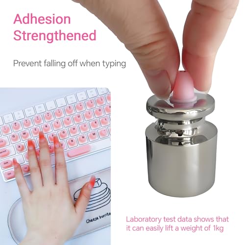 Raised Keyboard Stickers for Long Nails with Letters - Heart-Shaped Antistatic Silicone Protective Cover with Tweezers, Wet Wipes, Dry Towel & Jelly Glue, Ideal for Typing, Gaming & Nail Art (70 Pcs)