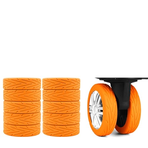 10Pcs Luggage Wheel Covers Silicone Silent Suitcase Protector for Luggage or Office Chair Caste Upgraded Wear-Resistant Anti-Noise Shock Absorption Suitcase Wheel Covers Accessories for Travel Orange - color: Orange arrow