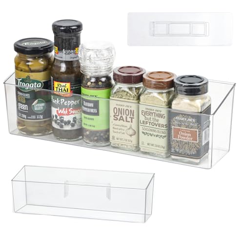 ZEXALOR Wall Mounted Organizer Bins, Wall Mount Spice Rack, Adhesive Hanging Bin Fridge Organizer for Bathroom,Kitchen,Cabinet,Pantry,Countertops (12.2×3.9×3.1") - size: 12.2 × 3.9 × 3.1"
