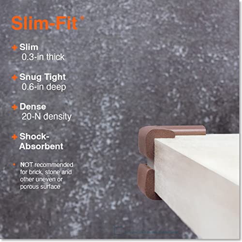 Roving Cove Slimfit Corner Protector for Baby Proofing (8 Small Corners), Soft Rubber Foam Furniture Corner Bumper Guards, 3M Adhesive Pre-Taped, Coffee Brown - color: Coffee Brown, size: Small 8 Count (Pack of 1)