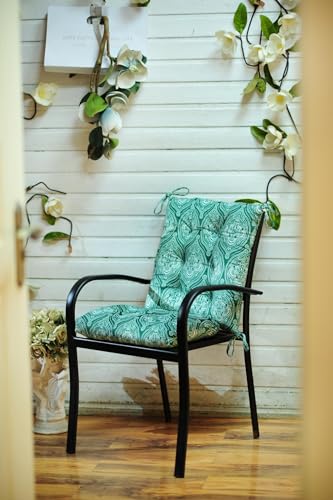 Outdoor Patio Cushion, Rocking Chair Cushion, Tufted Pads, Set of Upper and Lower with Ties Pack of 2 (2 Sets) - Back 20"×17", Seat 17"×17" (Green Lantern) - color: Green Lantern