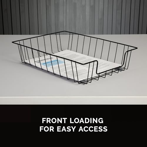 Fellowes Workstation 3" Letter Desk Tray Organizer, Wire, Black (60112) (Pack of 12) - size: 14.1" x 10" x 3" (Pack of 12)