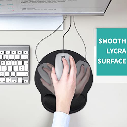 eulps Mouse Pad with Wrist Rest, Comfortable Computer Mousepad with Gel Wrist Support Smooth Surface and Non-Slip PU Base for Pain Relief, Laptop, Office & Home (Black) - color: Black