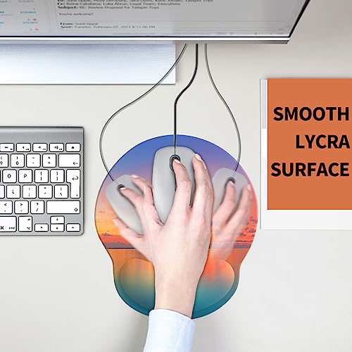 eulps Mouse Pad with Wrist Rest, Comfortable Computer Mousepad with Gel Wrist Support Smooth Surface and Non-Slip PU Base for Pain Relief, Laptop, Office & Home (Oceanic Sunset) - color: Oceanic Sunset