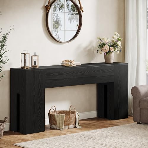 Tribesigns 71-Inch Long Console Table for Entryway, Farmhouse Sofa Console Behind Couch, Entry Table for Hallway, Foyer, Living Room, Black - color: Black