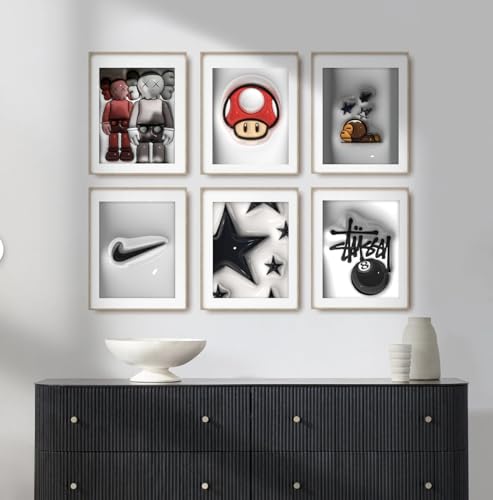 Hypebeast Posters Trendy Wall Decor Sneakerhead Room Decor For Teen Boys Room Girl Wall Collage Art Prints Glass Effect Painting 9pcs set 8x10 inch