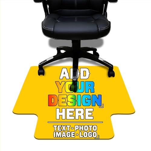 Custom Gaming Chair Mat, Personalized Office Chair Mats with Your Text Photo Image Logo, Customized Desk Chair Mats 36 x 48 in, Multi-Purpose Chair Carpet for Office Home, Deep Yellow - color: Deep Yellow, size: 30"x 48"