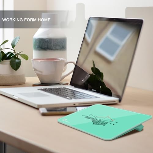 Mint Green Mini Desktop Pure Glass Whiteboard, Small Slope Slick Desk Whiteboard Glass, Desk White Board, Desktop White Board Dry Erase, Stenography Artifact for Office Homeschooling Décor, 8x6 inch - color: Turquoise