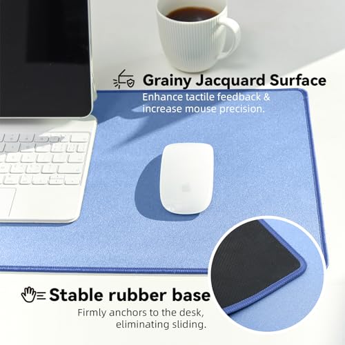 Reniteco Waterproof Large Gaming Mouse Pad with Durable Stitched Edges, Non-Slip Rubber Base, Grainy Jacquard Mouse Mat Desk Pad for Home Office Gaming, 27.6"x11.8"x0.12", Matte Blue - color: Matte Blue, size: 27.6''x11.8''x0.12"