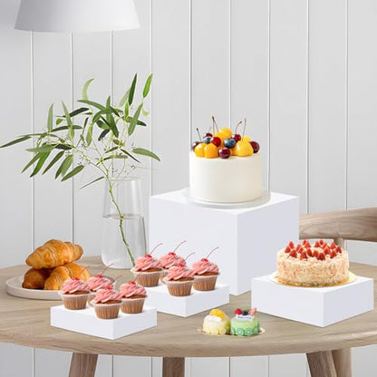 EI 4Pcs Acrylic Buffet Risers,High-end Classic Food Display Riser for Party,Dessert Table Display Set Heavy duty,Acrylic Cube Boxes Display Nesting Risers for Party,Catering,Jewelry Collectibles - size: 4 Pack