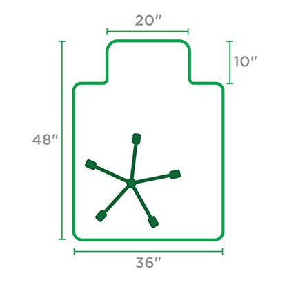 Dimex Office Chair Mat for Low Pile Carpet with Lip, 36" x 48", Clear - size: 36 x 48