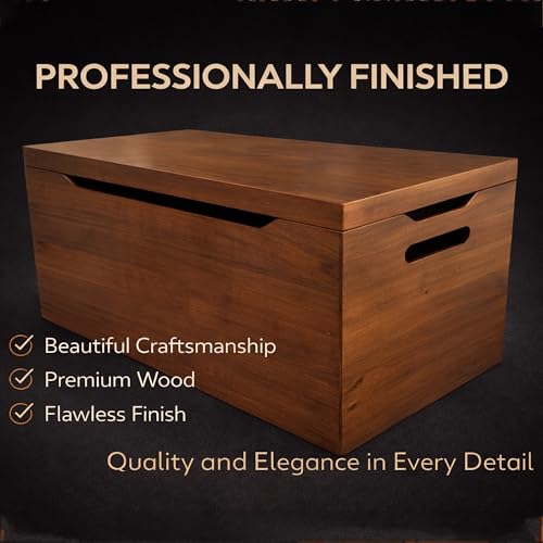 Personalized Engraved Walnut Wooden Storage Chest - Fully Assembled - color: Walnut-Engraved
