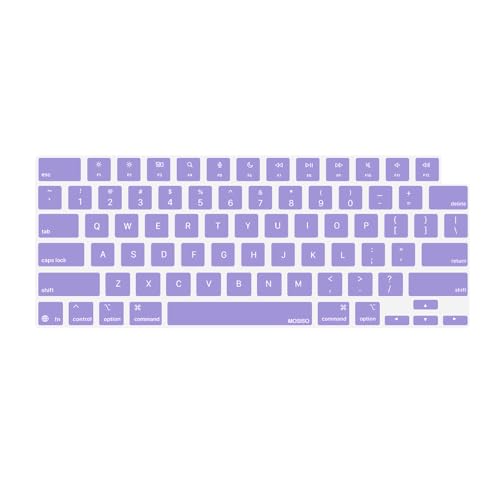 MOSISO Keyboard Cover Skin Compatible with MacBook Air 13.6 inch 2025 M4 A3240/Air 15 inch 2025 M4 A3241/Pro 14 inch 2025 M5 A3434, Purple - color: Purple