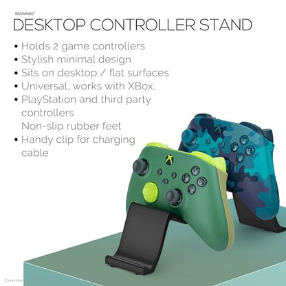 Desktop Dual Game Controller Stand Holder – Stylish, Minimal Wave Design, Suitable for PS5, Xbox, Switch, PC & Retro Gamepads - color: black/silver