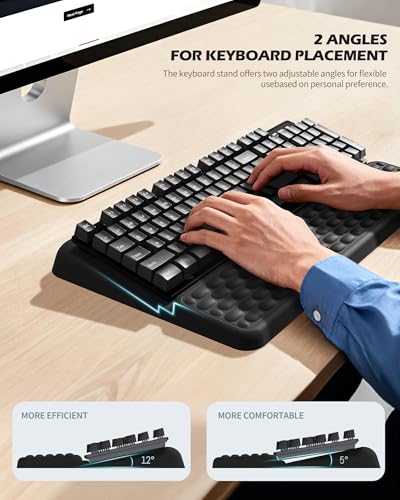 Computer Keyboard Stand with Wrist Rest, Keyboard pad with Wrist Support, Two Adjustable Keyboard Angles, Slow Rebound Comfortable Foam and Skin-Friendly Fabric. Wrist Rest for Computer Keyboard - style: Standard
