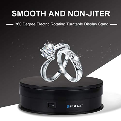 PULUZ 360 Degree Photography Turntable Rotating Display Stand, 5.7in(15cm) Diameter 360 Degree Turntable Display Stand for Photography Video Shooting Props Jewelry, Max Load 33Lb (Black) - size: 5.7inch/Black